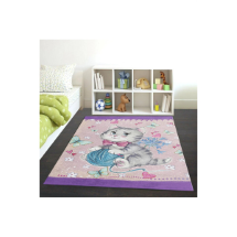 Homeilla  HMIGD-13 Dijital Baskı Cats Mor  Çocuk Odası Halısı