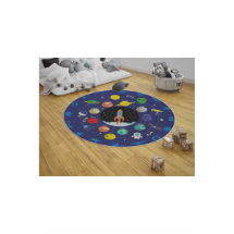 Homeilla  HMIYD-18 Yuvarlak Tasarım Space Mavi  Çocuk Odası Halısı