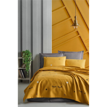 Eponj Ep-023859 Dide Sarı Baskılı Çift Kişilik Pike Takımı