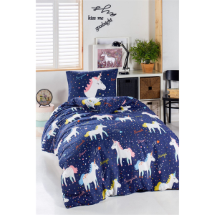 Eponj Ep-022031 Junior MagicUnicorn Lacivert Çarşafsız Nevresim Seti Tek Kişilik