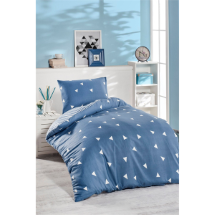 Eponj Ep-017718 Junior Üçgen Bulut Mavi Çarşafsız Nevresim Seti Tek Kişilik