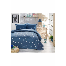 Eponj Ep-017037 Kapitone Üçgen Bulut Mavi Yatak Örtüsü Seti Çift Kişilik