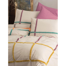 Cotton Box Puff Nakışlı Ranforce İnsula Gülkurusu Çift Kişilik Nevresim Takımı