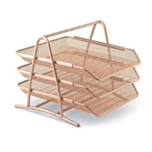 Mas 3'lü Metal File Rose Gold Evrak Rafı