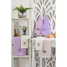 Eponj Nakışlı 40x60 Lavanta  6'lı Kurulama Bezi