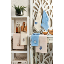 Eponj Nakışlı 40x60 Marin  6'lı Kurulama Bezi