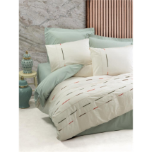 Cotton Box Brode Ranforce İvory Yeşil Çift Kişilik Nevresim Takımı