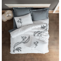 Cotton Box Brode Ranforce İvy Gri Çift Kişilik Nevresim Takımı