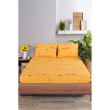 Eponj Ep-300540 Dide Sarı Pes Lastikli Çarşaf Seti Çift Kişilik