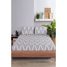 Eponj Ep-300539 Olivia Kombin Gri Pes Lastikli Çarşaf Seti Çift Kişilik
