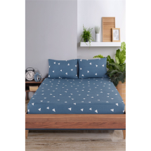 Eponj Ep-300536 Üçgen Mavi Pes Lastikli Çarşaf Seti Çift Kişilik