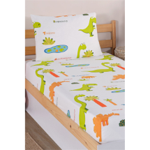 Eponj Ep-300553 Dinolar Beyaz Pes Lastikli Çarşaf Seti Tek Kişilik