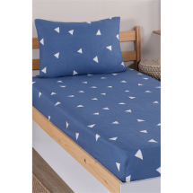 Eponj Ep-300545 Üçgen Mavi Pes Lastikli Çarşaf Seti Tek Kişilik