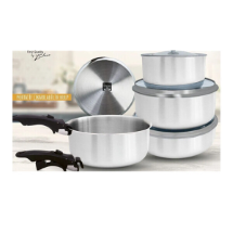 Lotus Sök Tak Kulplu 7 Parça Çelik Tencere Seti