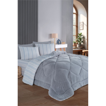 Eponj Welsoft Yorganlı Pofuduk Gri Çift Kişilik Uyku Seti