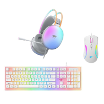 Havit MS1033 Mouse Beyaz + KB876L Klavye Beyaz + H2037D Mikrofonlu Oyuncu Kulaklığı Beyaz Oyuncu Seti