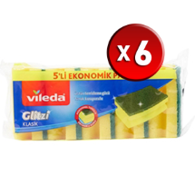 Vileda 5' li Eko Paket 6 Adet Bulaşık Süngeri