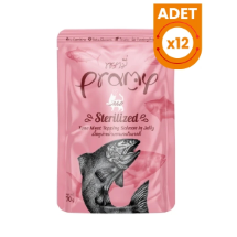 Pramy PMK-006 Sterilized Jöle İçinde Somonlu ve Ton Balıklı Pouch Kısır Konserve 70G X 12 Adet Kedi Maması