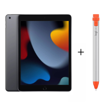 Apple + Logitech iPad 9. Nesil 10.2 inç Wi-Fi 256 GB MK2N3TU/A  + Crayon Intense Digital Pencil iPad + Tablet Kalemi