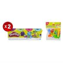 Hasbro + bubu Play-Doh 4 Renk 2 Adet + 13 Parça Kalıp Oyun Hamuru Seti