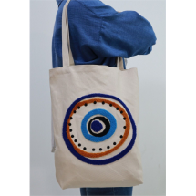 Axc Home Blue Eye Pamuklu Punch Nakışlı Çanta