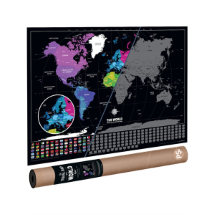 Buğlem Eyaletli Bayraklı Versiyon En Büyük Boy Kazınabilir Dünya Haritası