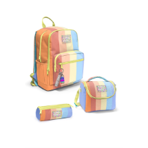 Yaygan Coral High Renkli Çizgili 3'lü Okul Çantası Seti