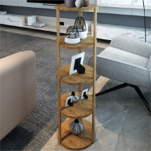 Jest Dekor JS-9157 Miray Yuvarlak 5 Raflı Ahşap  Sehpa