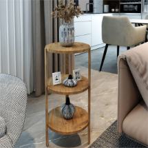 Jest Dekor JS-9256 Miray Yuvarlak 3 Raflı Ahşap  Sehpa