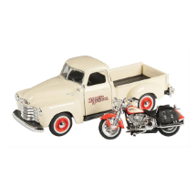 Maisto 1/24 1950 Chevrohet 3100 Pickup + Harley-Davidson 2001 Flsts Heritage Springer Model Araba