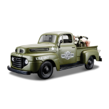 Maisto 1/27 1948 Ford F-1 Pickup + 1942 Wla Flathead Model Araba
