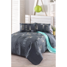 Eponj Kapitone Trace Antrasit Çift Kişilik Yatak Örtüsü Seti