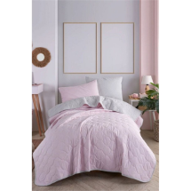 Eponj Kapitone Solid Pudra-Gri Tek Kişilik Yatak Örtüsü Seti