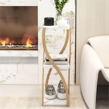 Jest Dekor Bukle  3 Katlı Ahşap Sehpa