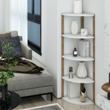 Jest Dekor Zümrüt  Üçgen 5 Raflı Ahşap Dekoratif Raf