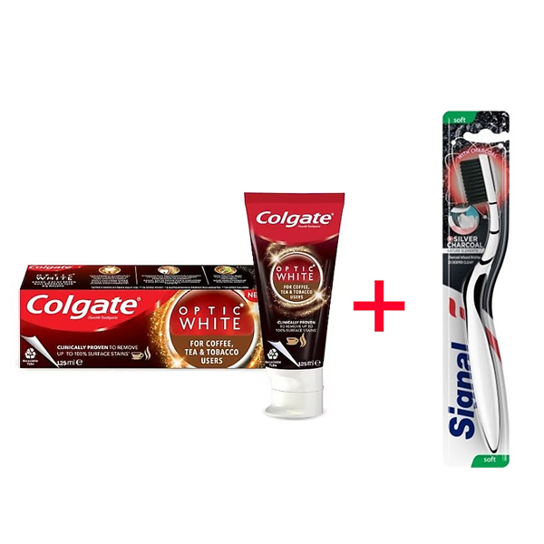 Colgate + Signal Optic White Kahve Çay ve Tütün 125 ml 2'li + ZO48IC ...
