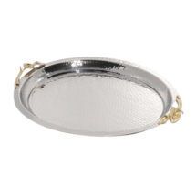 Lotus Çelik Pirinç Aksesuarlı 50X33X4 Cm Oval Tepsi