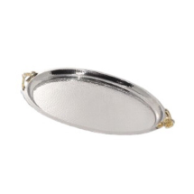 Lotus Çelik Pirinç Aksesuarlı 43X30X4 Cm Oval Tepsi
