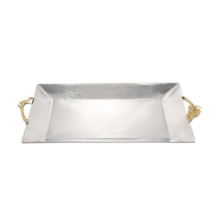 Lotus Çelik Pirinç Aksesuarlı 47X28X5 Cm Dikdörtgen Tepsi