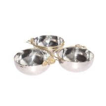 Lotus Çelik Pirinç Aksesuarlı 40X17X7 Cm Üçlü Çerezlik