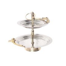 Lotus Çelik Pirinç Aksesuarlı 23X16X30 Cm Katlı Oval Kurabiyelik