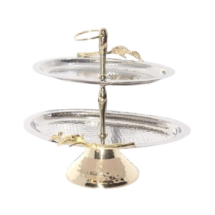 Lotus Çelik Pirinç Aksesuarlı 20X17X18 Cm Katlı Yuvarlak Pastalık