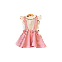 BEE by sisters Ekru  Ruffle Keten Gömlek Etek 2'li Set