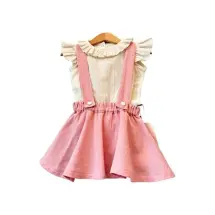 BEE by sisters Ekru  Ruffle Keten Gömlek Etek 2'li Set