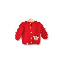 BEE by sisters Kırmızı  El Örgüsü Triko Popcorn Hırka