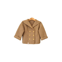 BEE by sisters Kahve  El Örgüsü Triko Şal Yaka Hırka Ceket