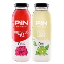 Pin Drinks 6XHibiskus 6XCool Lime 250 ml. Cam Şişe İçecek