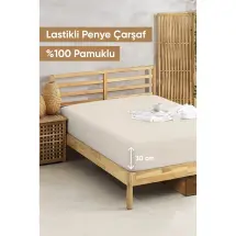 Eponj 100x200 Cm Jersey Krem Lastikli Çarşaf Tek Kişilik