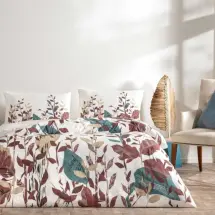 Taç Ranforce Daisy Ekru Çift Kişilik Nevresim Takımı