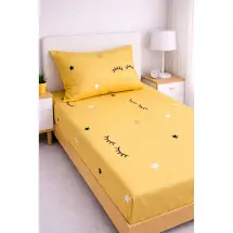 Eponj Pes Lastikli Orta Boy 120x200cm Dide Sarı Çarşaf Seti